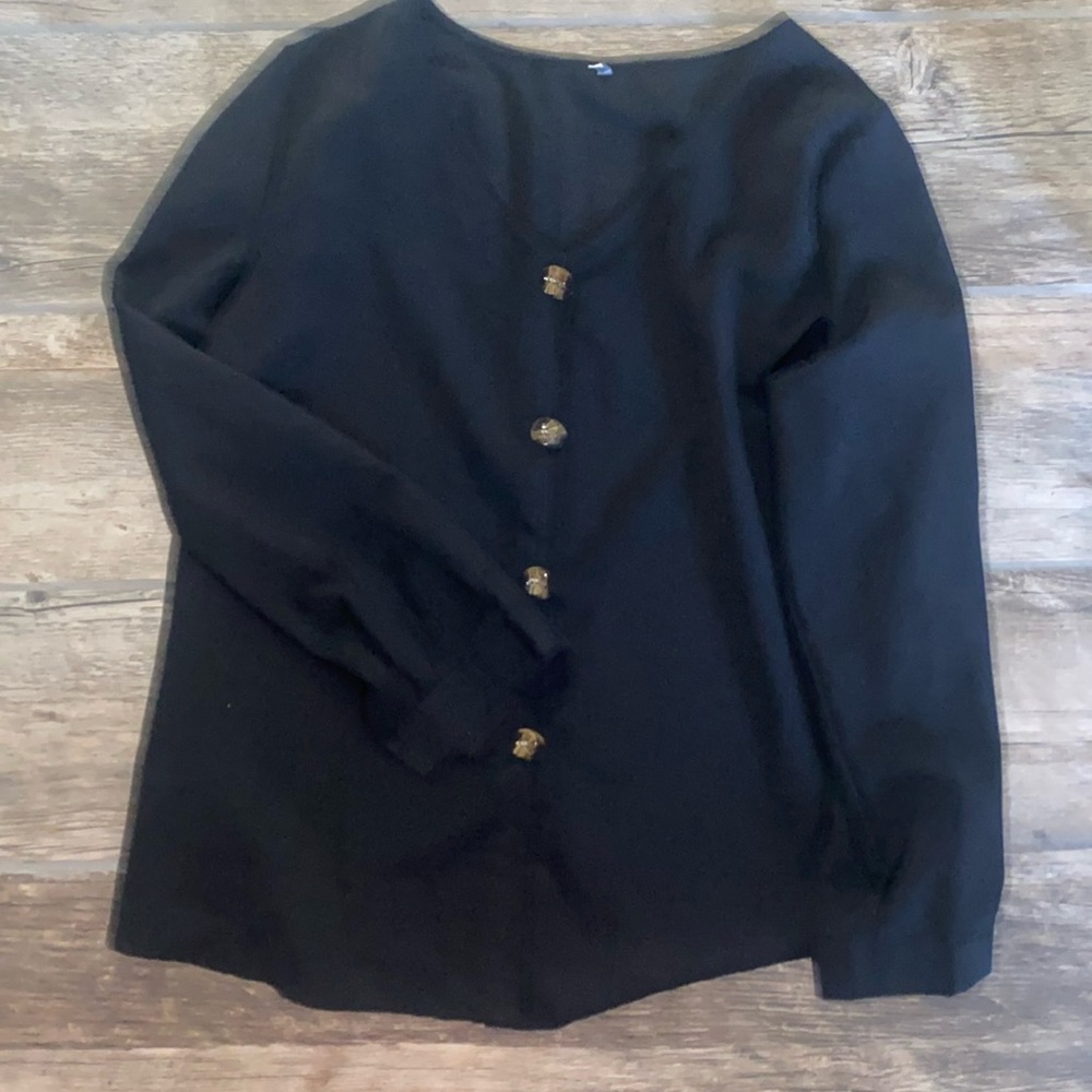 Dressy button-down black top